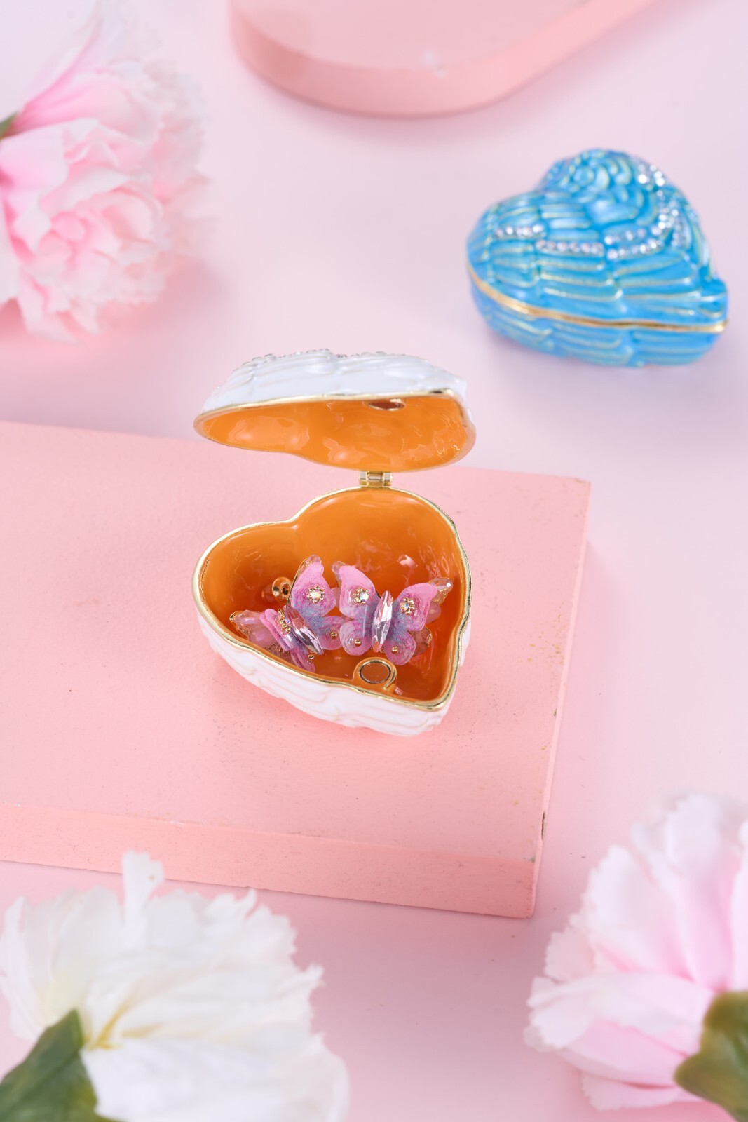 Mini Heart-Shaped Enamel Jewelry Box – Cute & Chic
