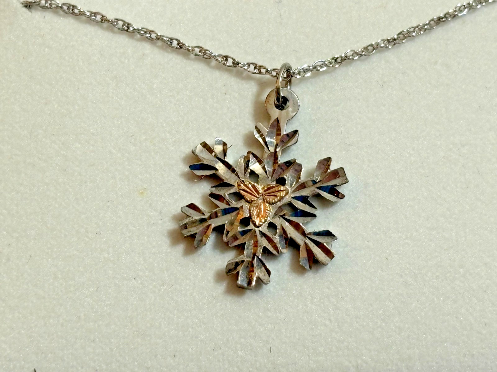 Black Hills Gold Landstrom’s Sterling Silver 12k Gold Snowflake Pendant Necklace