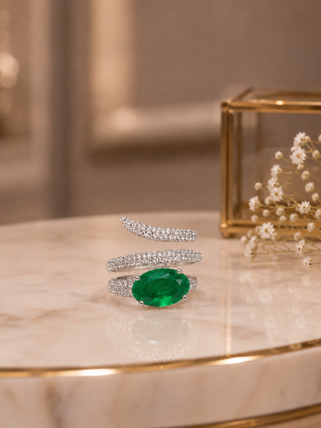 IGL Certified 2.80 Ct Natural Emerald & Diamond Wedding Gift Ring 14K White Gold