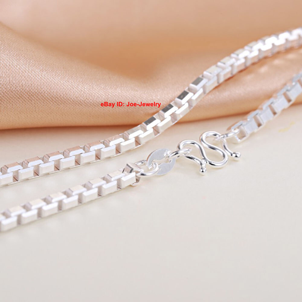 Solid 999 Fine Silver Necklace 3MM Box Link Women Men Chain 30-32g 28inch