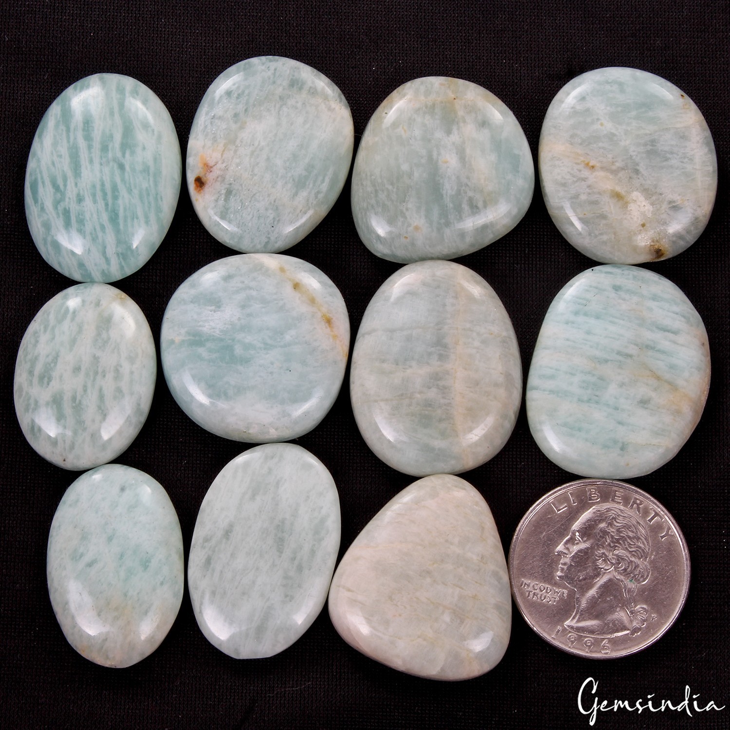 400 Ct Natural Untreated Blue Amazonite Mix Cabochon Loose 25-29mm Gemstones Lot