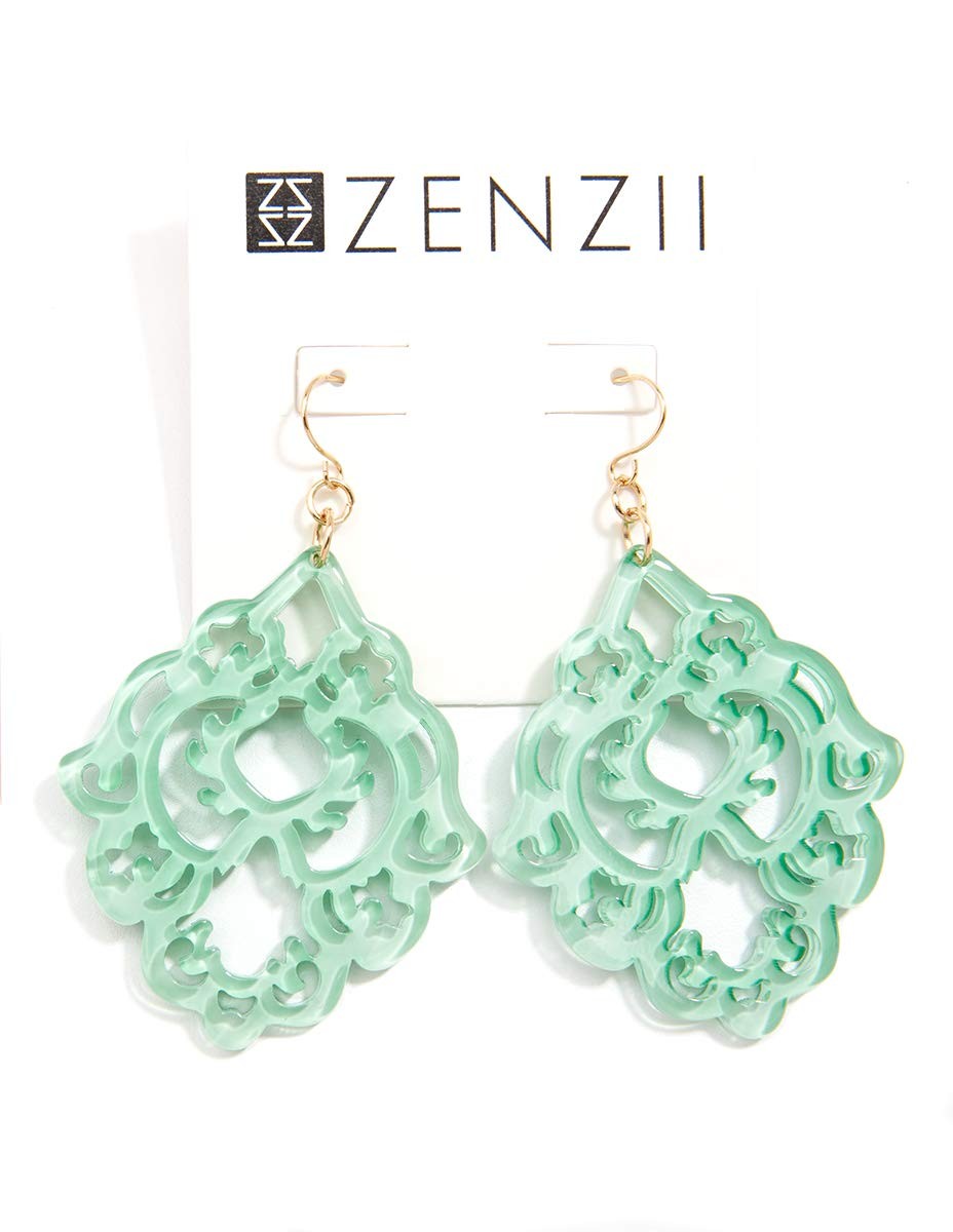 Resin Acrylic Colorful Scroll Design Drop and Dangle Earrings for (Bright Ora