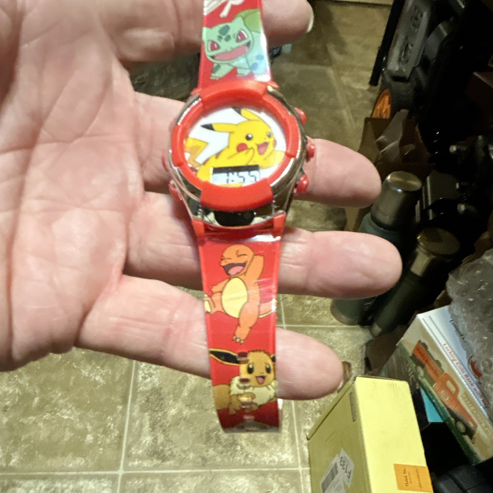 Pokémon Pikachu Unisex Kids Analog-Digital LCD Quartz 44mm Red Strap