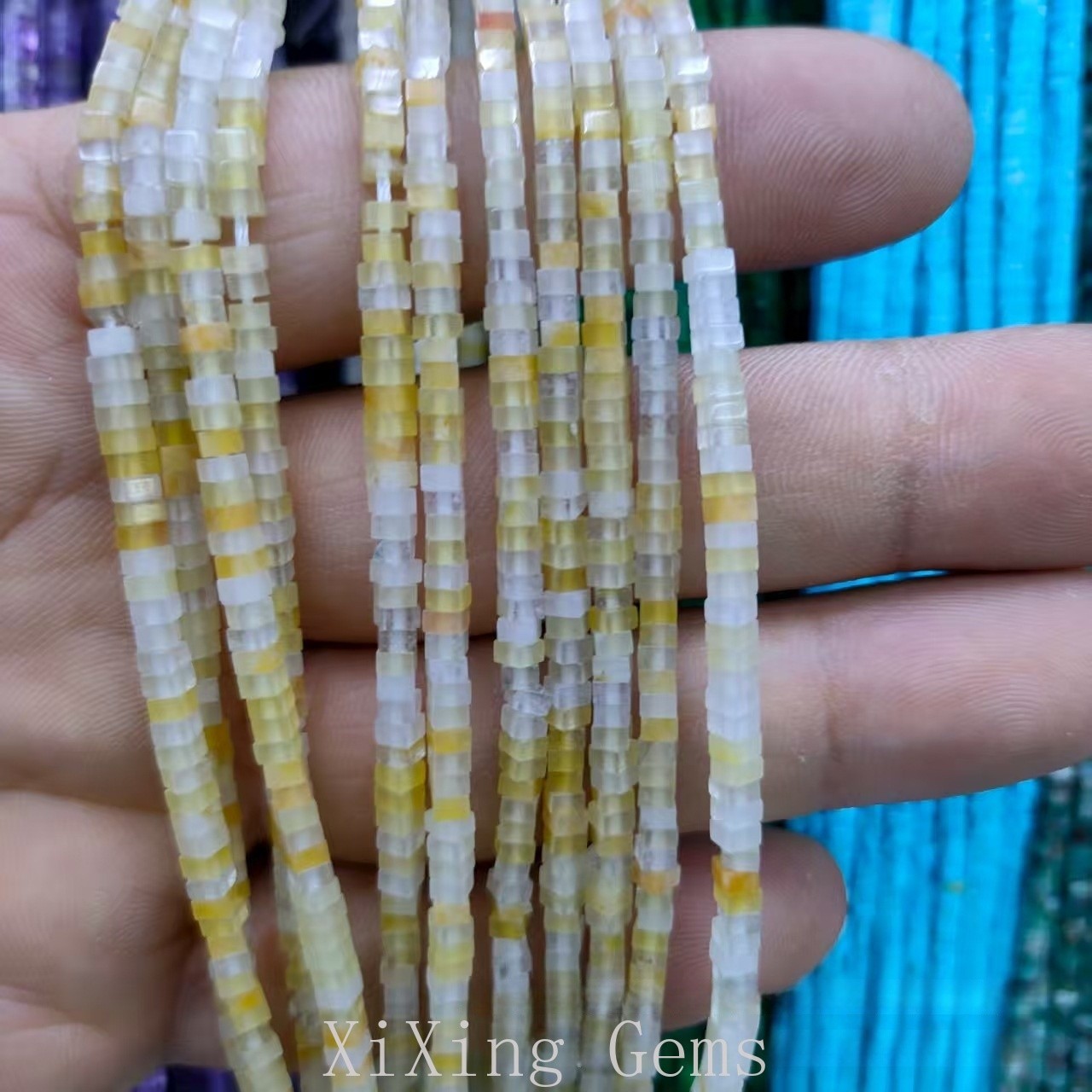 1x2mm Natural Yellow Jade Flat Square Disc Spacer Beads for Jewelry Making DIY