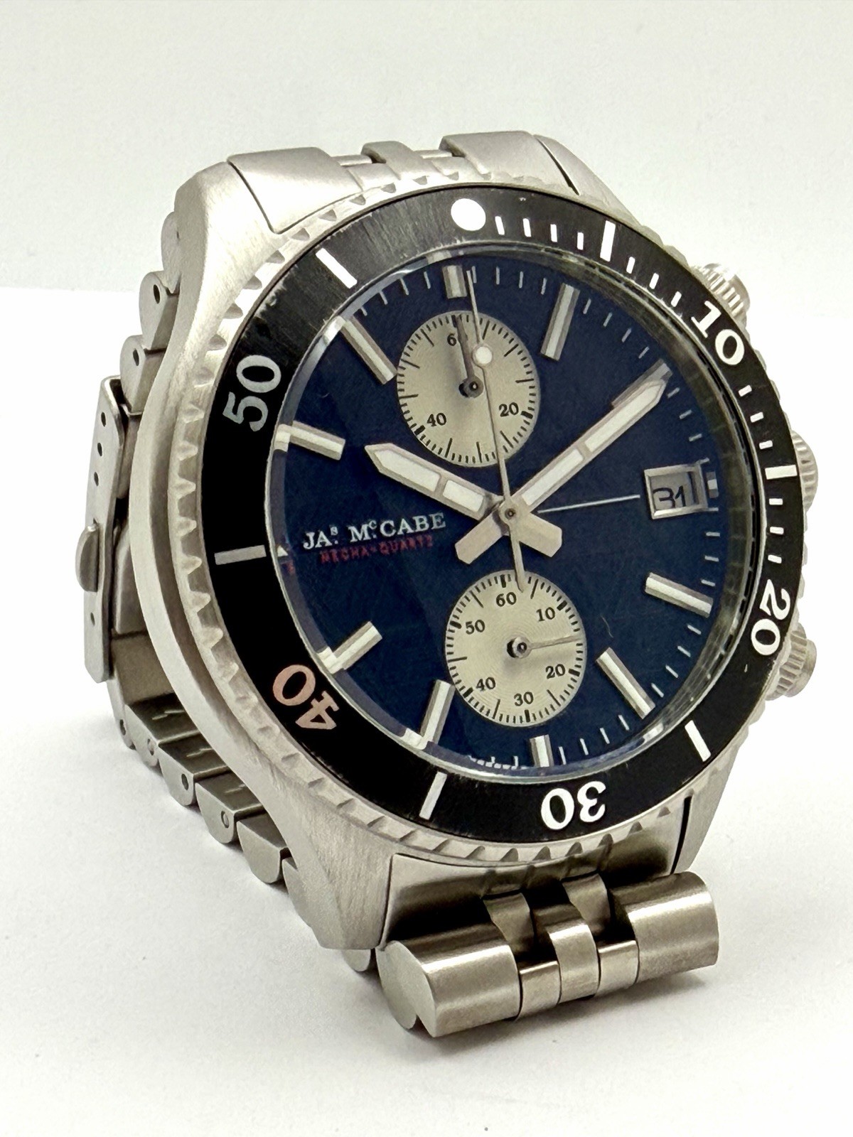 James McCabe Baja Chronograph JM-1038-11 Gravel Black Mecha-Quartz Full Kit 41mm