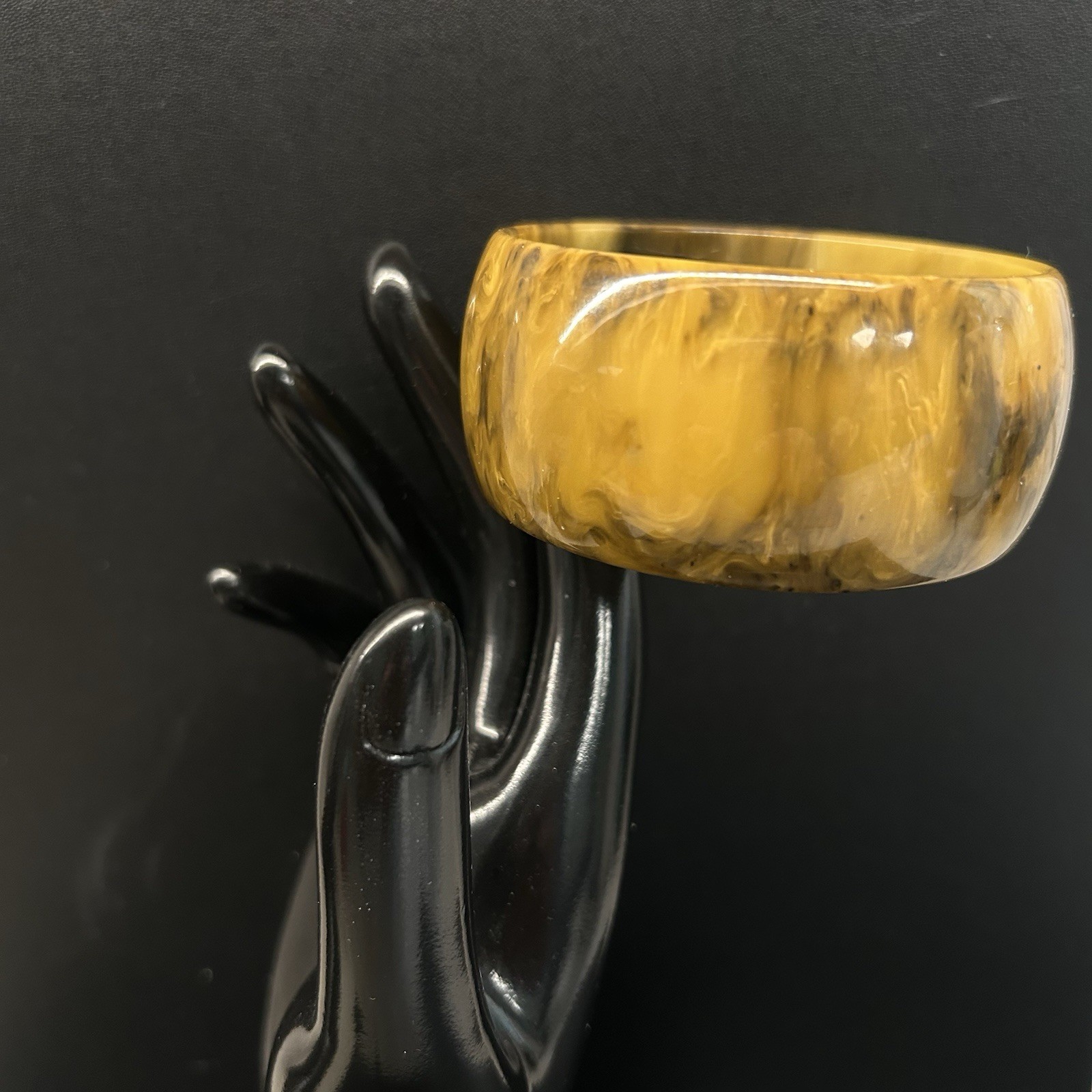 Vintage Bakelite Bracelet Bangle Butterscotch and Toffee Marble 1 1/4 Inch Wide