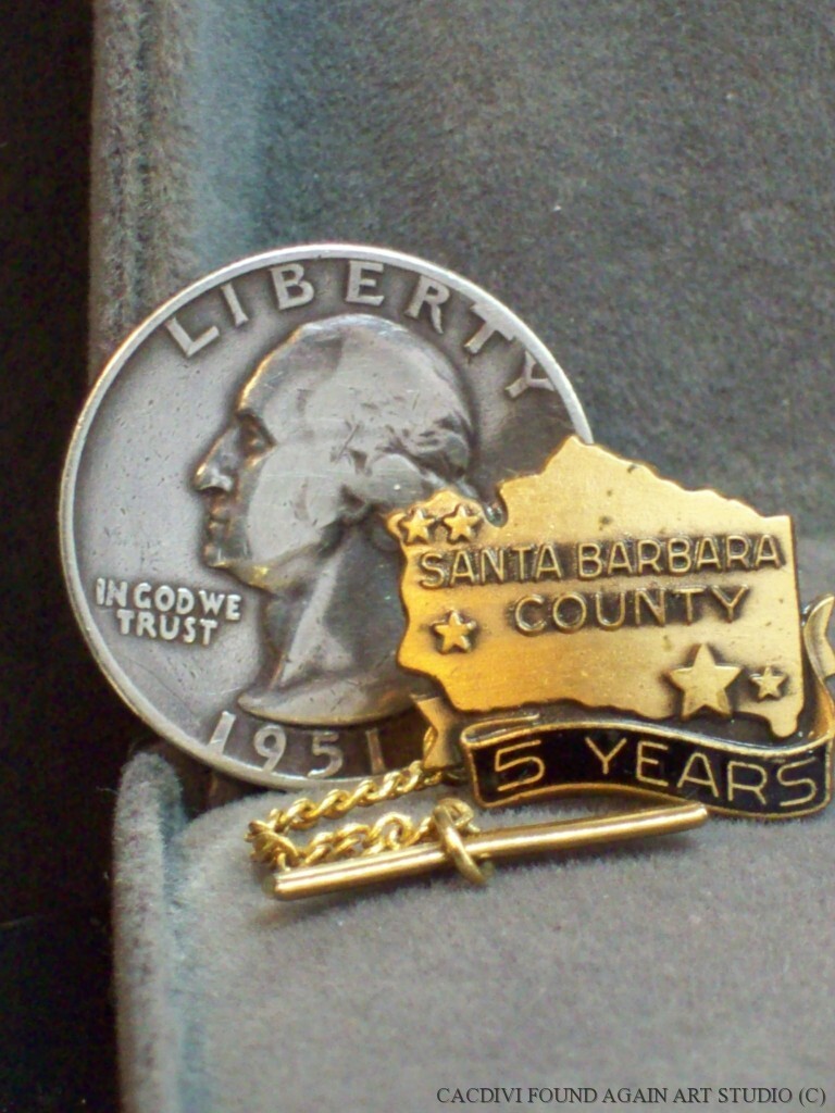 Santa Barbara County California Lapel Pin Vintage 5 Years CA Jostens Tie Tack