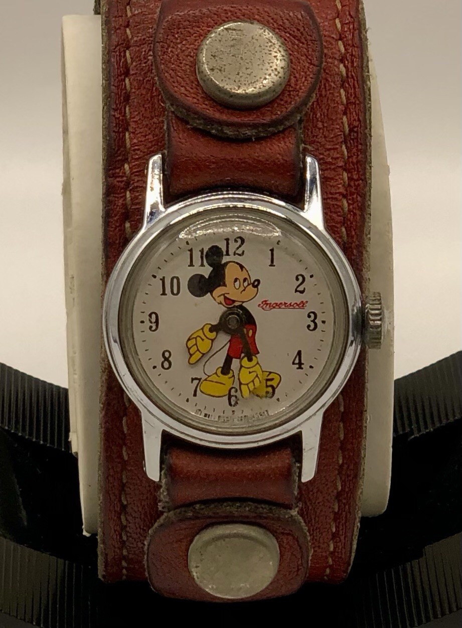 Vintage 1971 Ingersoll Mickey Mouse Mechanical Watch~24mm, Original Band~Runs ✅