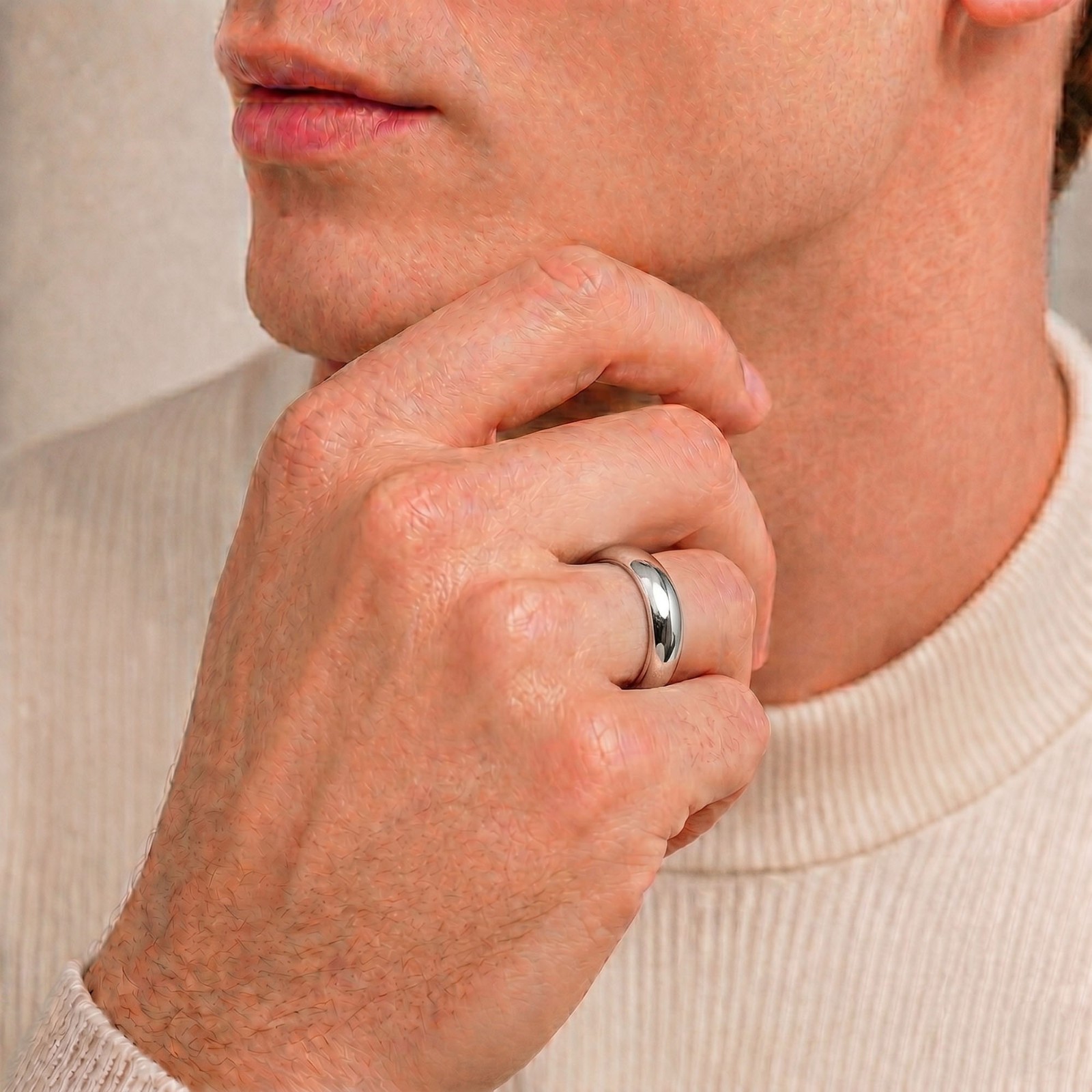 Tungsten Wedding Ring for Men Polish Domed Surface Tungsten Wedding Band