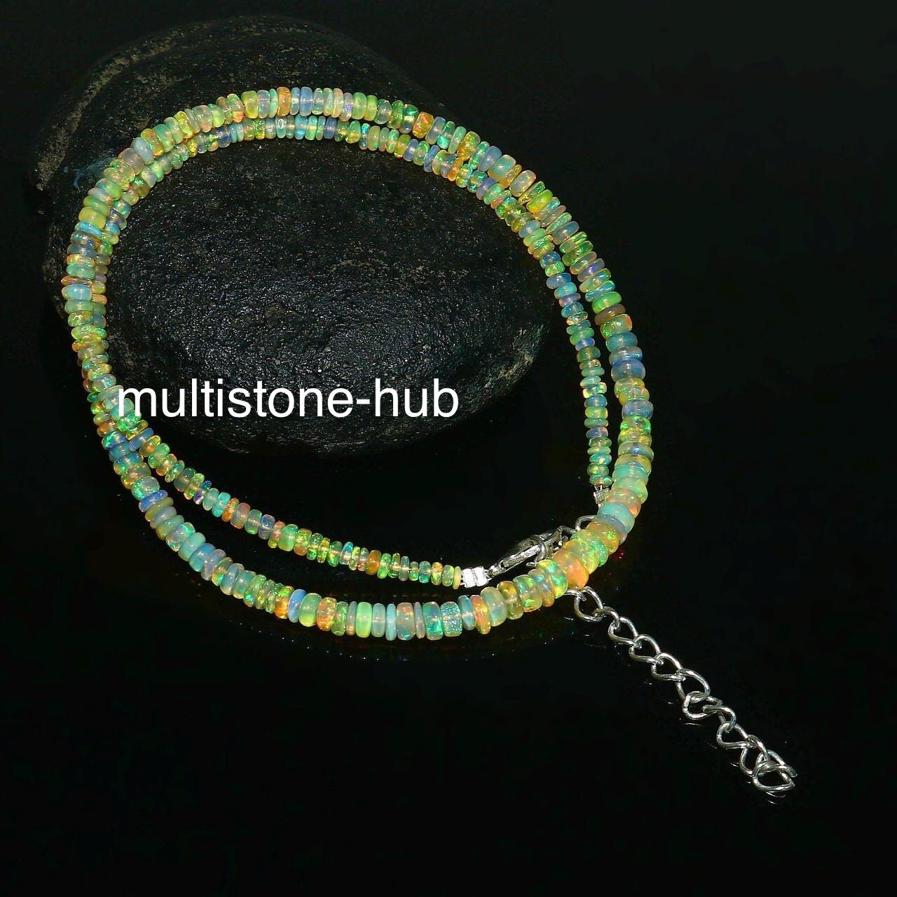 Natural Ethiopian Welo Fire Opal Rondelle Beads Gemstone Necklace 16 Inches