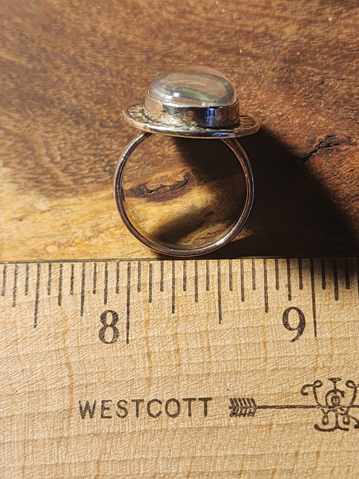 Vintage 925 Sterling Silver Abalone Quartz Doublet Statement Ring Size 7…