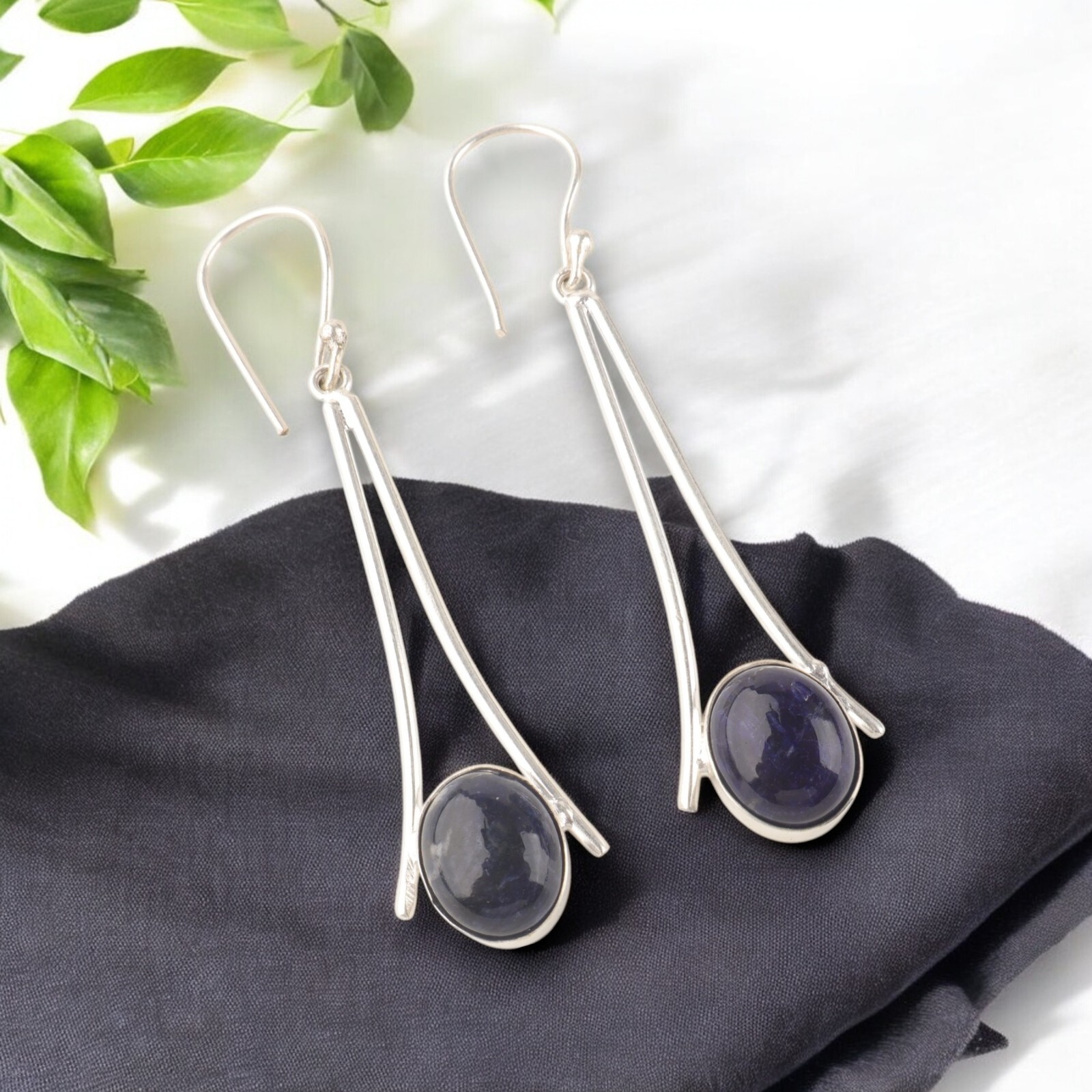 Natural Gemstone Earring Sodalite 925 Sterling Silver Handmade Earring