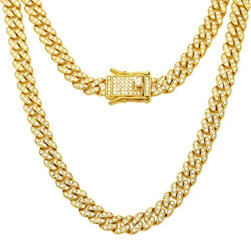 8MM Gold Plated CZ Cuban Link Chain Hip Hop Iced CZ Out Cuban Necklace/Choker