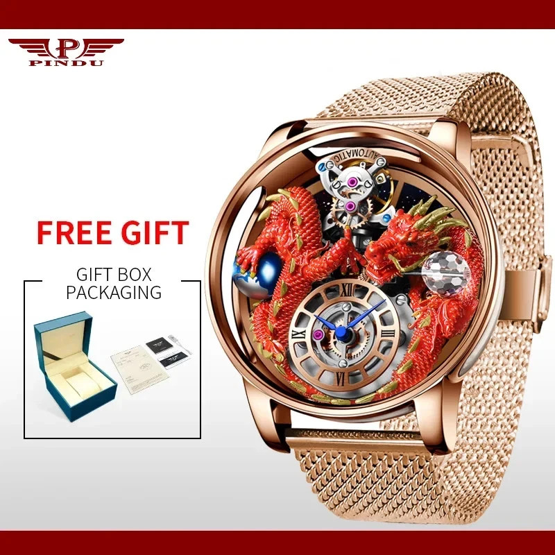 PINDU Celestial Body Series Artisanat Three Dimensional Dragon Watch 16 VARIANTS