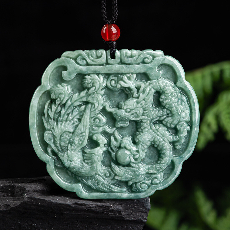 Natural Jadeite A Grade Jade Pendant Green Jadeite Zodiac Dragon Pendant