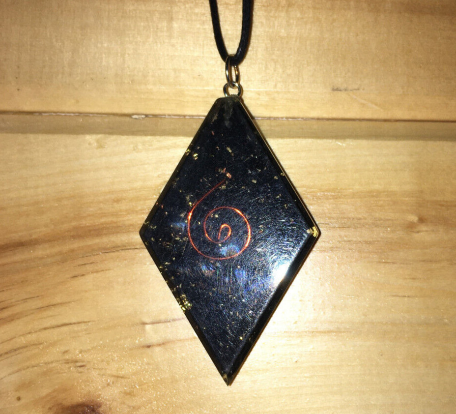 Black Tourmaline Orgone Energy Generator Pendant Handmade Orgonite Necklace