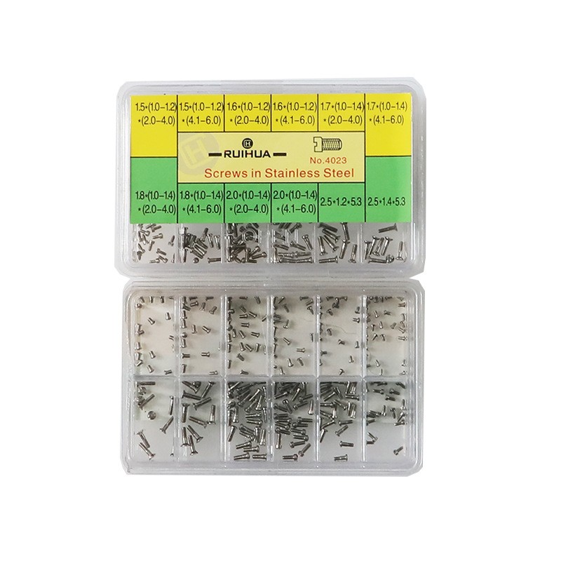 120Pcs Stainless Steel Watch Back Case Cover Screws Assortment Sizes Repair Part