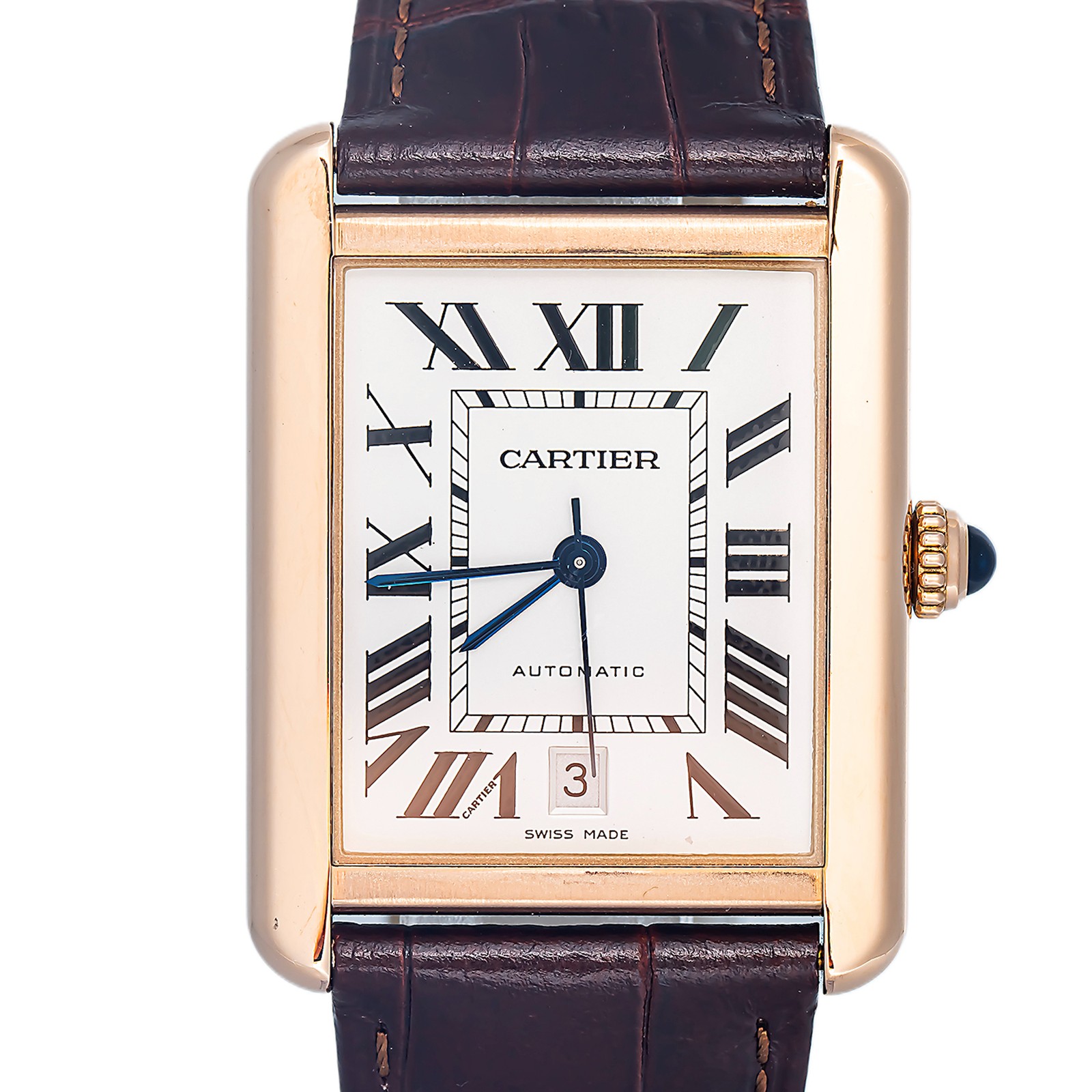 Cartier Tank W5200026 18K Rose Gold Sliver Dial Auto Men’s watch 31MM
