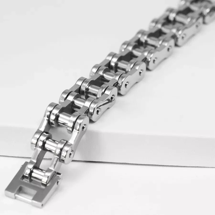 NEW DG Gift Inc Men’s Stainless Steel 8.5″ Motorcycle Bike Chain Bracelet + Box