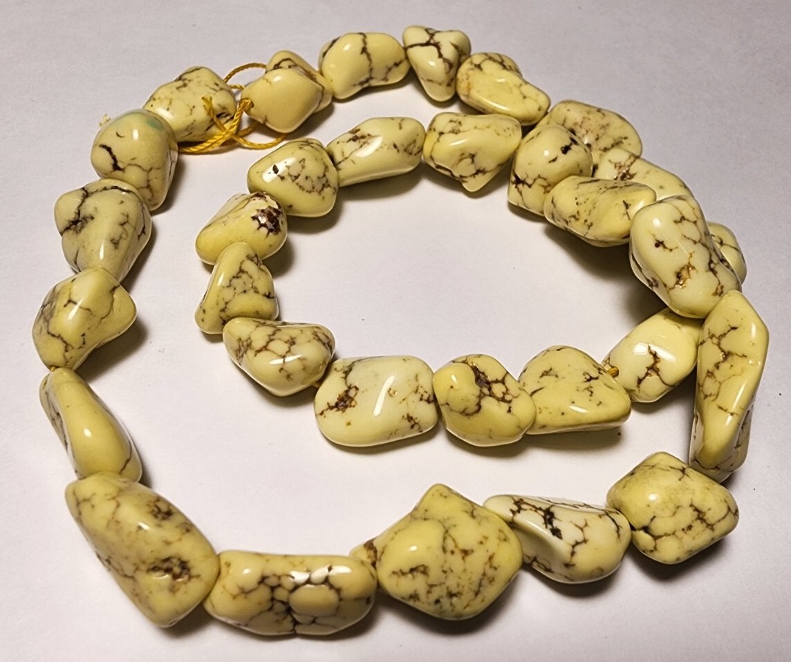 Turquoise Yellow Nuggets 15 1/2″ Strand 8×13 to 12x 19mm Side Drilled