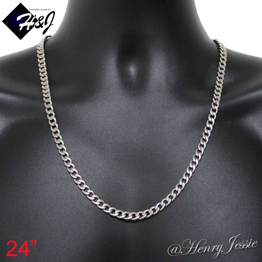 18-40″MEN’s Stainless Steel 6/7/8.5mm Silver Cuban Curb Link Chain Necklace*N117