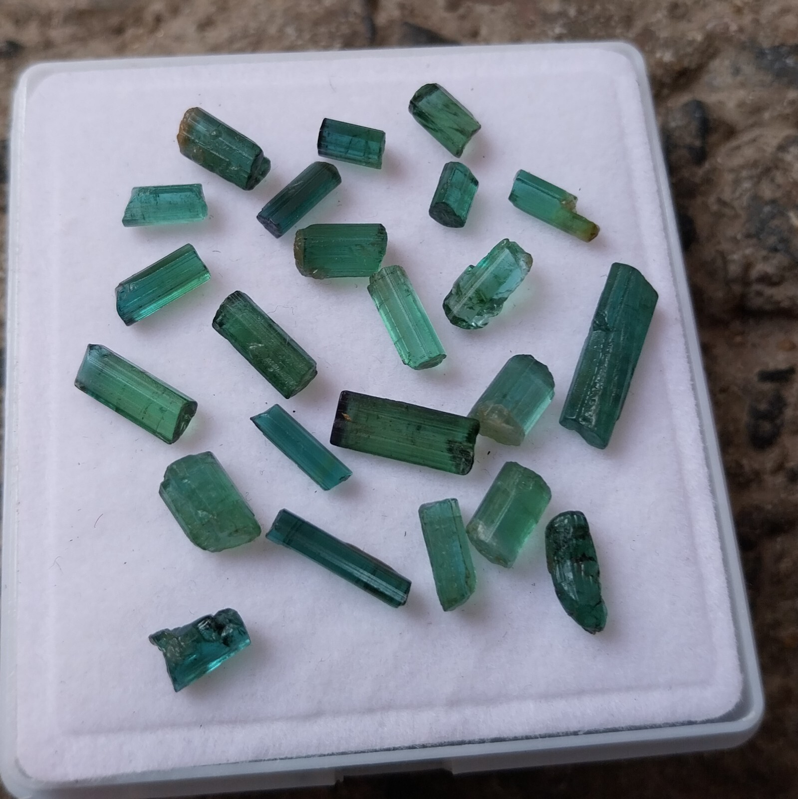24 Carat Natural Greenish Blue Color Tourmaline Rough Pencil 23 PCS Lot