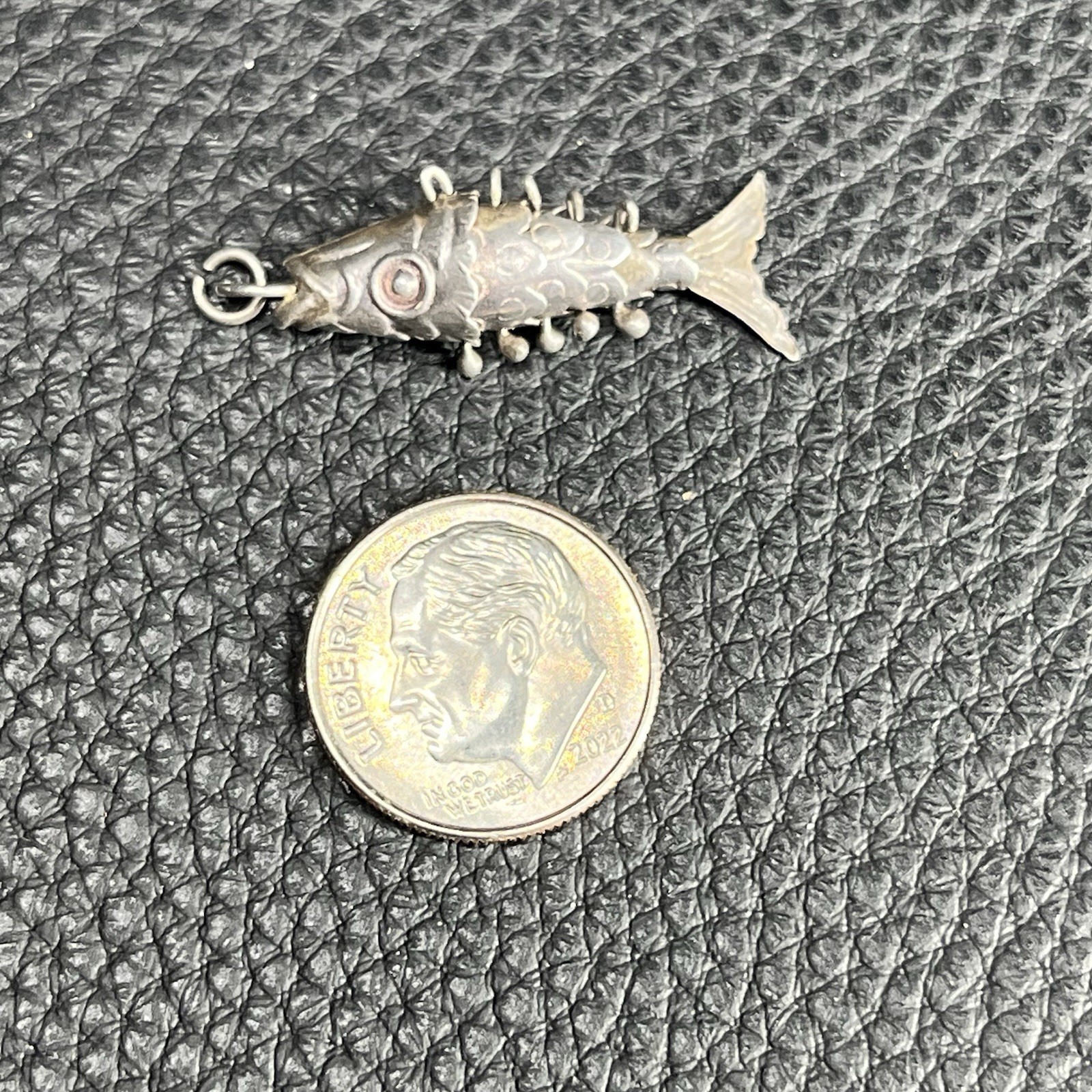 Vintage Sterling 925 Silver Asian Carp Articulated Fish Pendant Artisan Charm