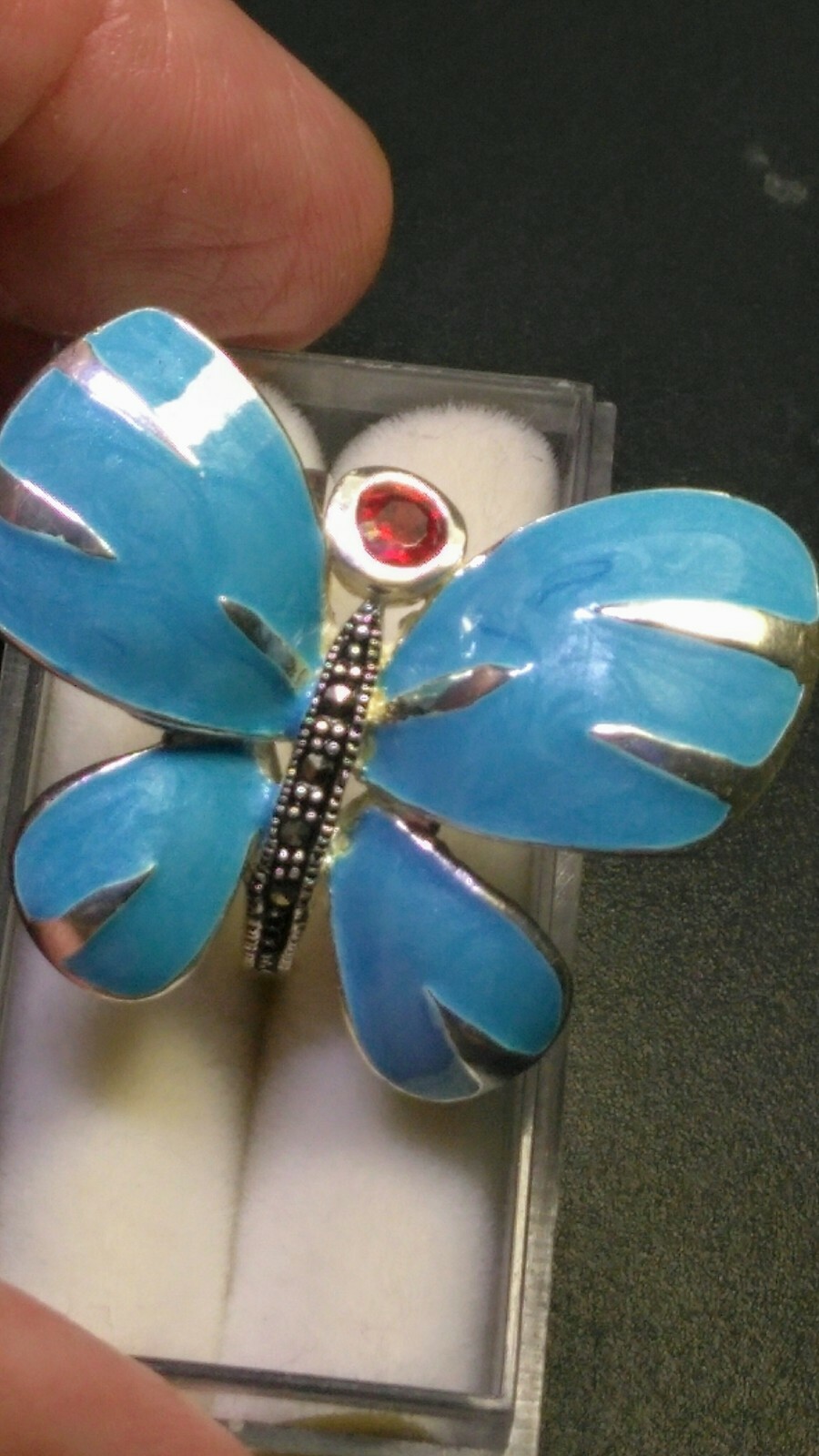 LIVELY MEENAKARI BUTTERFLY IN STERLING SILVER.925 RING SIZE 9.0-9.25