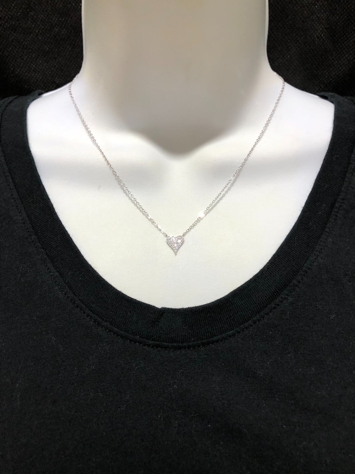Cz Pave Heart Necklace 925 Sterling Silver Tiny Heart Pendant 9mm(0.35″) 17.75″