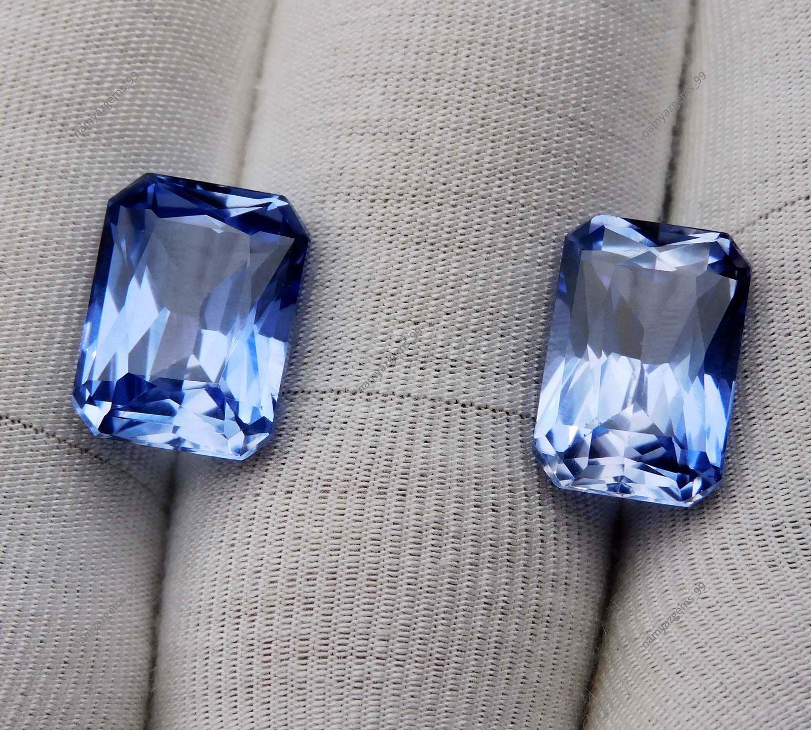 21 Ct Natural Blue Tanzanite Emerald Cut Certified AAA Loose Gemstone Pair