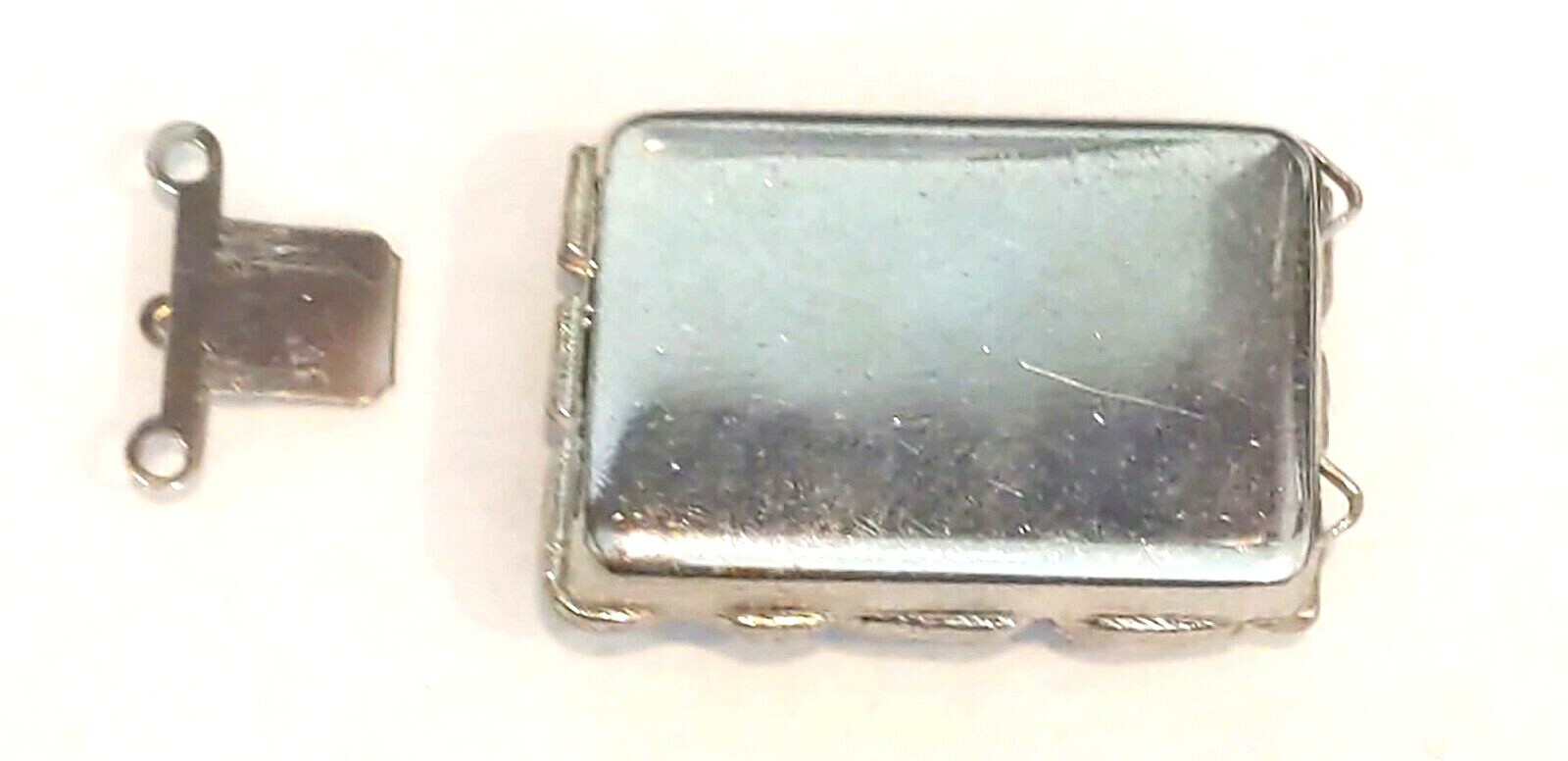 Antique Rhinestone White GT Trim Pendant Bracelet or Pearl Clasp 3/4″ x 1″ OK302