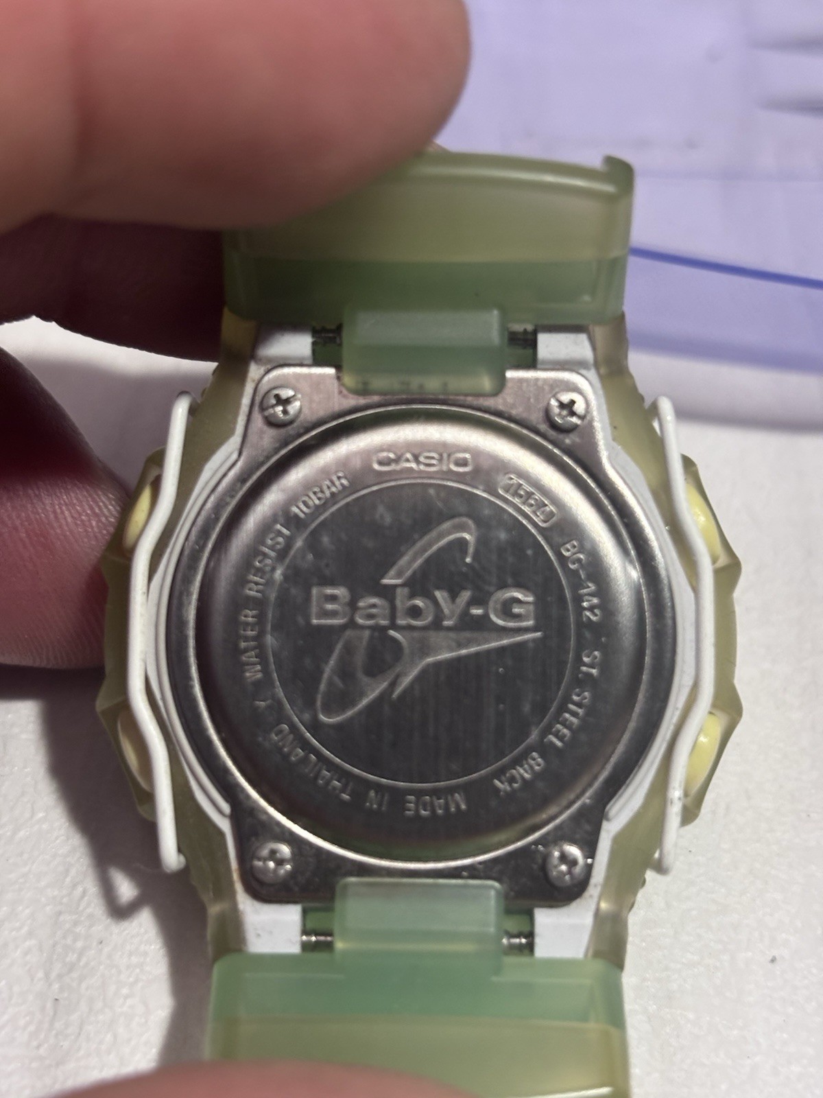 Vintage Casio Baby-G BG-142 1564 Digital Watch Green Translucent 10BAR