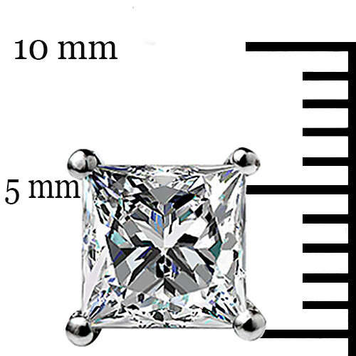 2.50Ct Princess Cut Certified Moissanite Stud Earrings 14K White Gold Gift Boxed