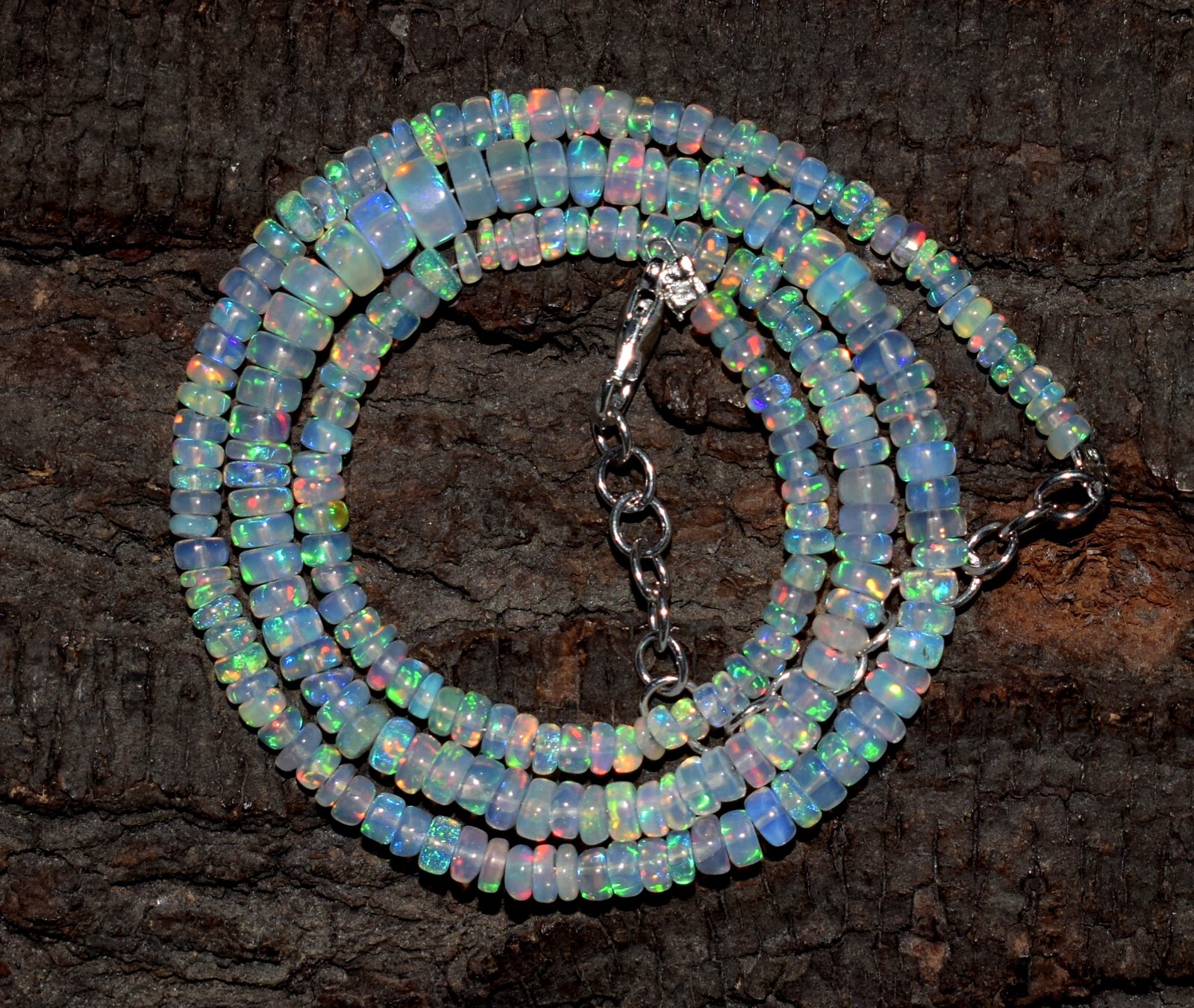 Welo Fire Ethiopian Opal Beads 3to5.5 MM 16 Inches Adjustable Necklace F4147