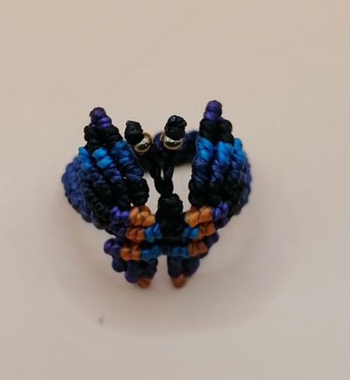 Handmade Monarch Butterfly Ring, Multicolor Macrame Thread