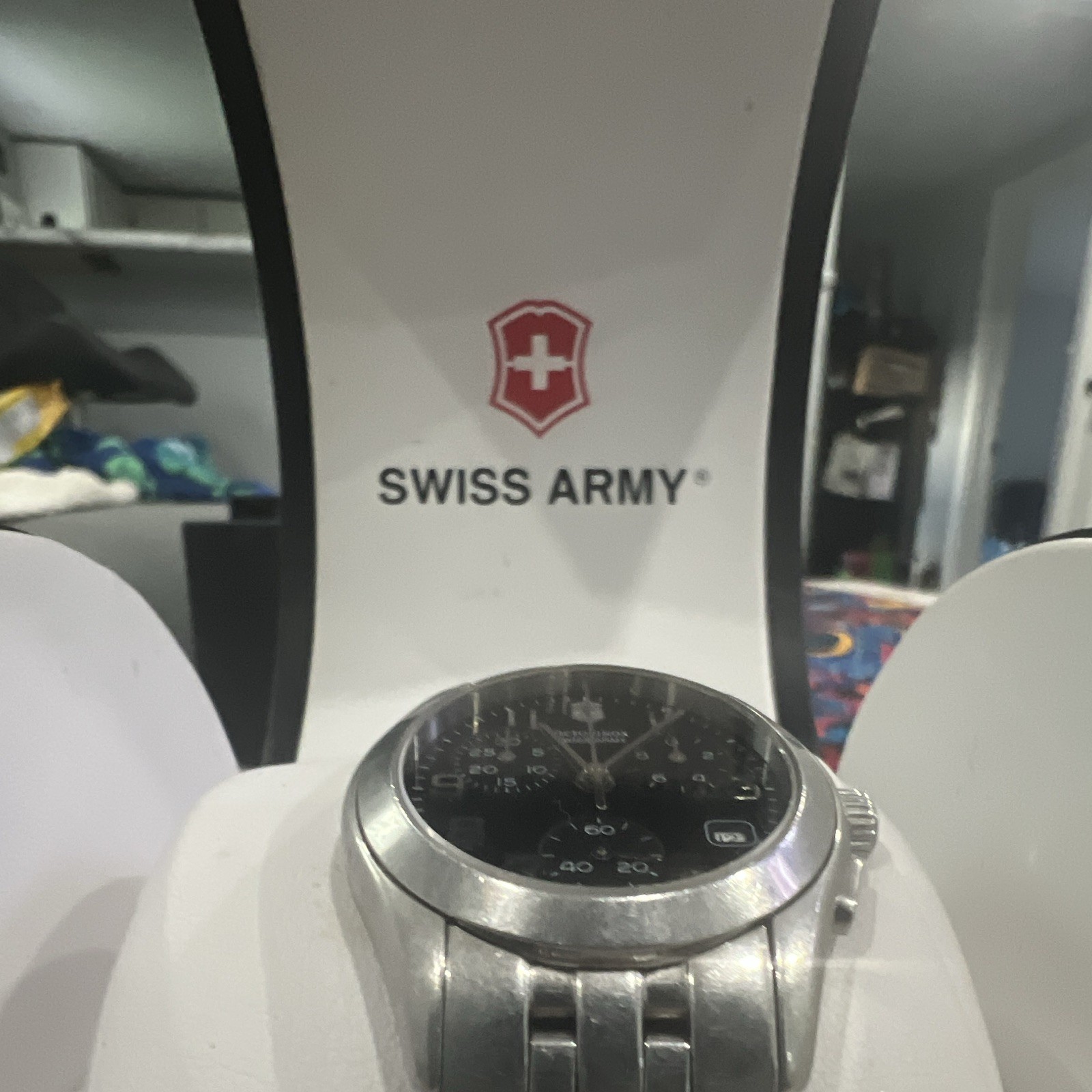 Victorinox Swiss Army Men’s Quartz Chronograph Date Black Dial SS Bracelet 100m