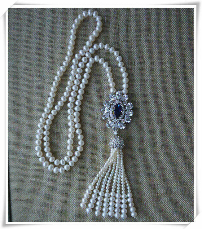 30″ AAA 7-3MM SOUTH SEA NATURAL White PEARL NECKLACE