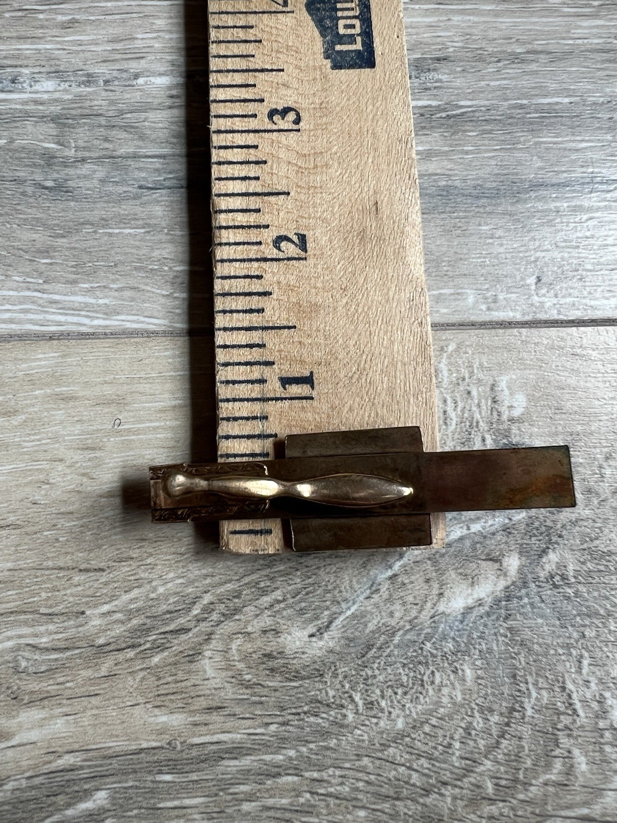 Vintage Brass Tie Clip Two Tone With Clear Stone/Mens Bracelet 2 Piece Lot
