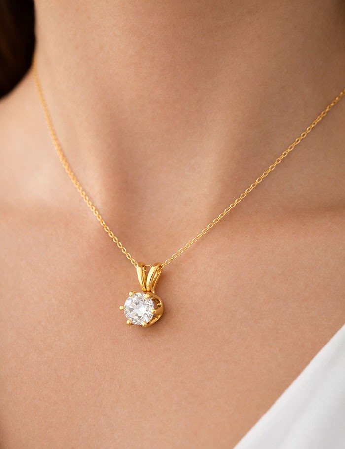 GENUINE 0.27 Cts DIAMOND PENDANT SOLID 14k YELLOW GOLD – New With Tag