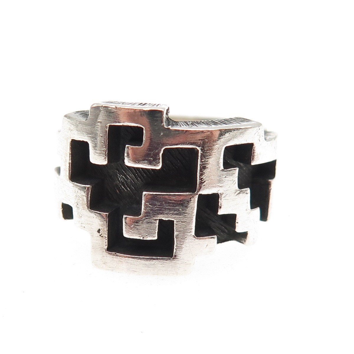 Industria Argentina Sterling Silver Vintage Modernist Adjustable Ring Size 6.75
