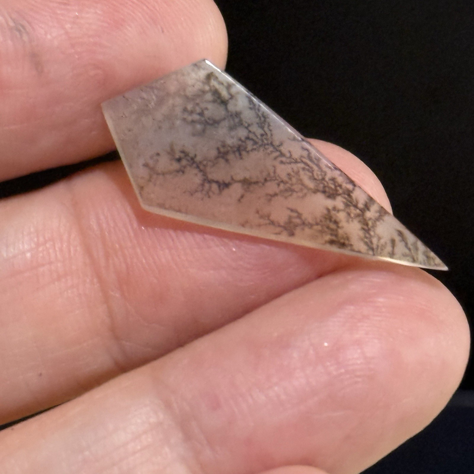 5.4ct 30x13x2mm Fine Dendritic Agate Kite Shape Cabochon Loose Picture Stone