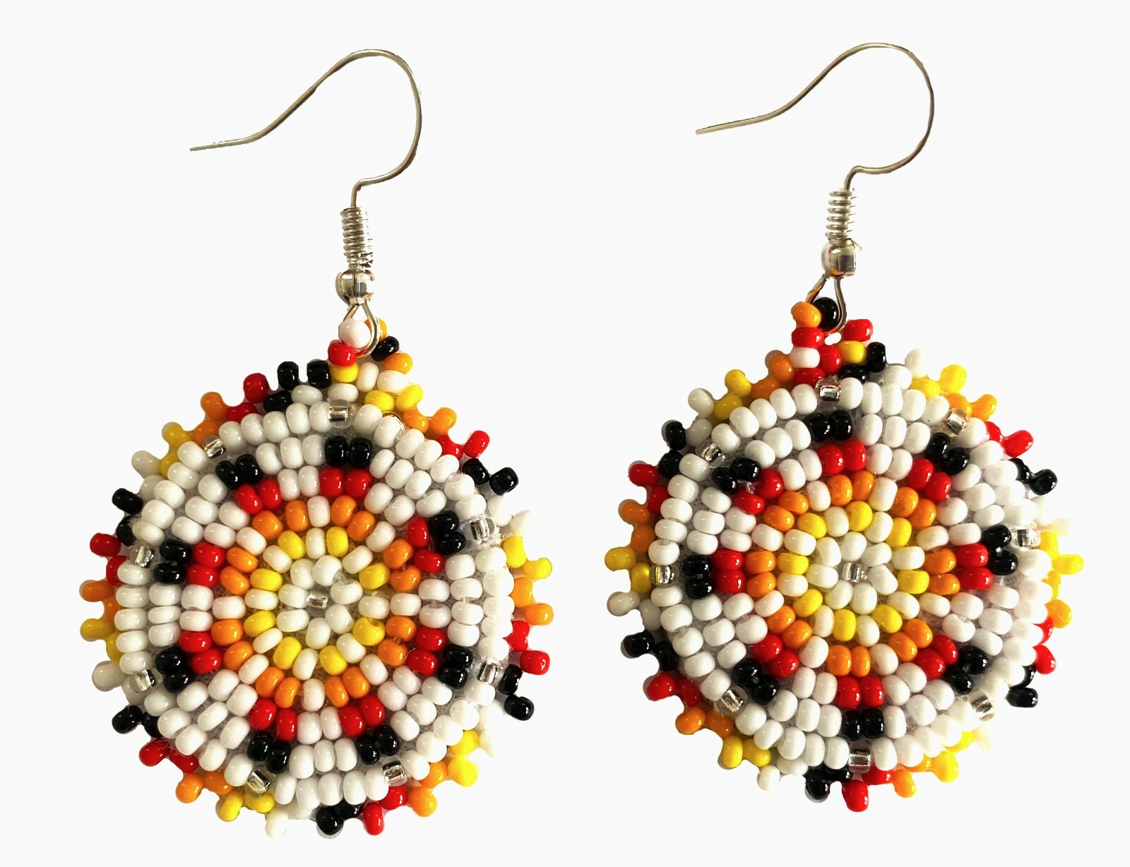 NATIVE STYLE ETHNIC ARTISAN HANDCRAFTED WHITE HOOK DROP/DANGLE EARRINGS E60/52