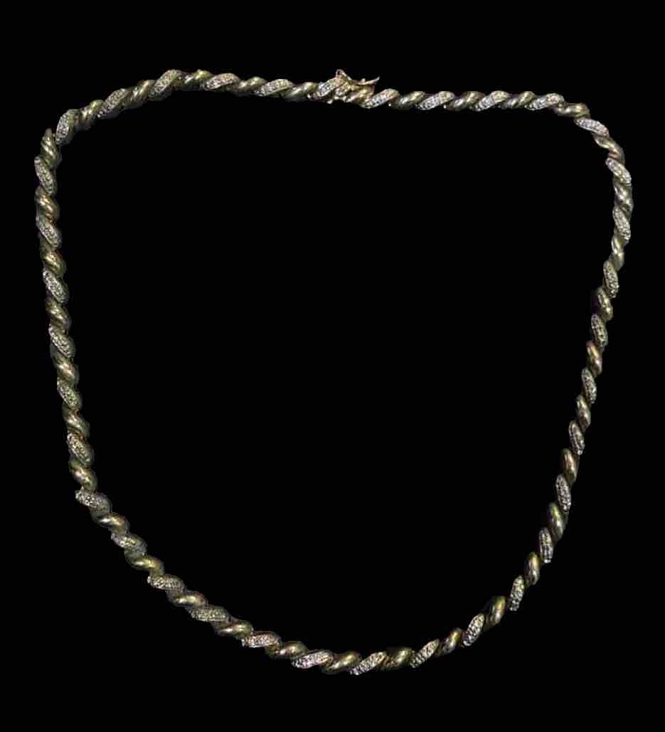 ROSS-SIMONS GOLD PLATED 925 STERLING SILVER 17” NECKLACE WITH ACCENT CZ