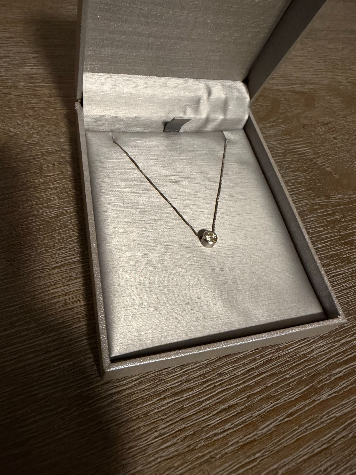 Natural 1/2-Carat Diamond Solitaire Necklace — 14K White Gold, Bezel Set