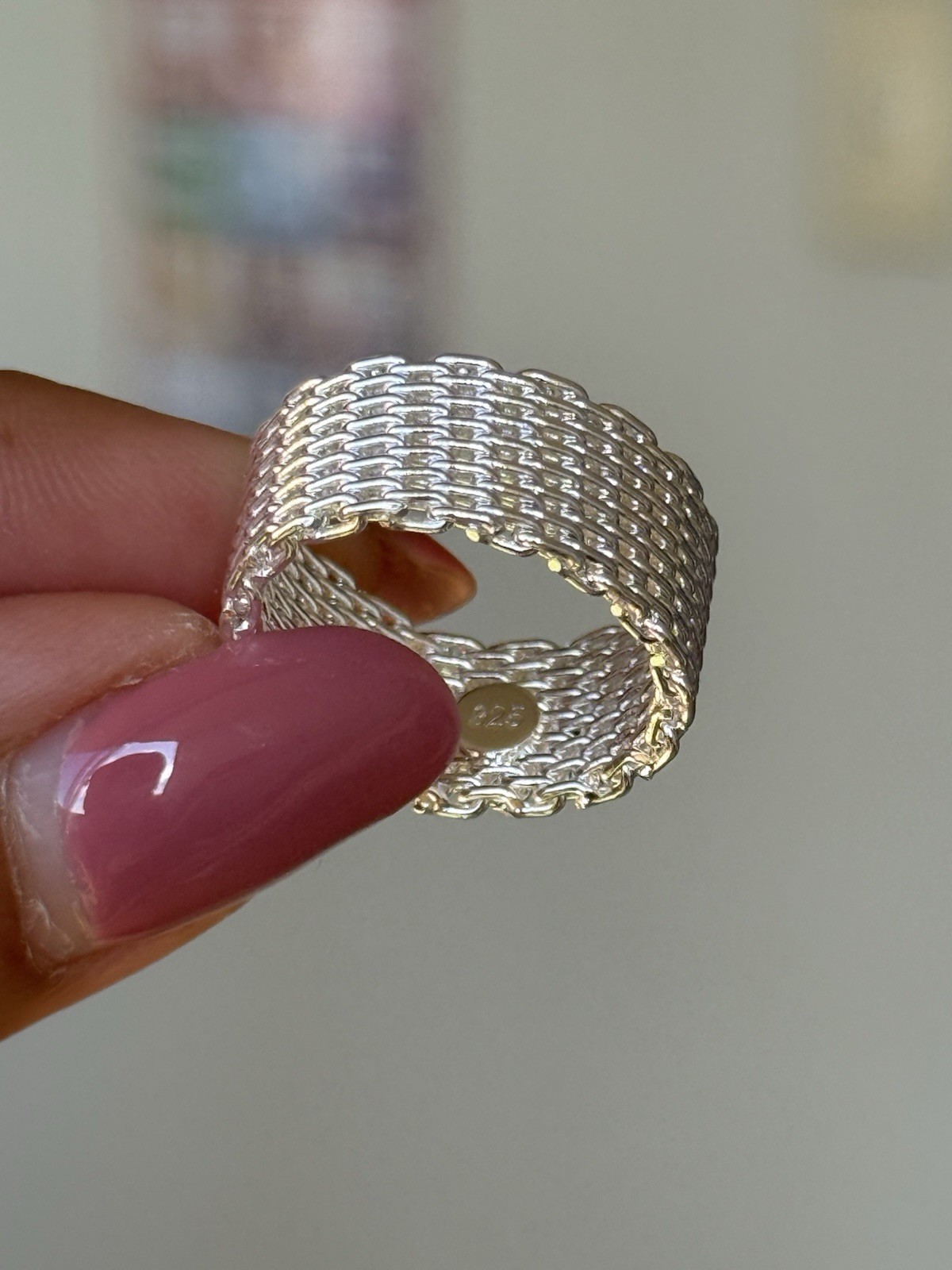 ✨ silver mesh chain ring 925 stamped size 6 ✨