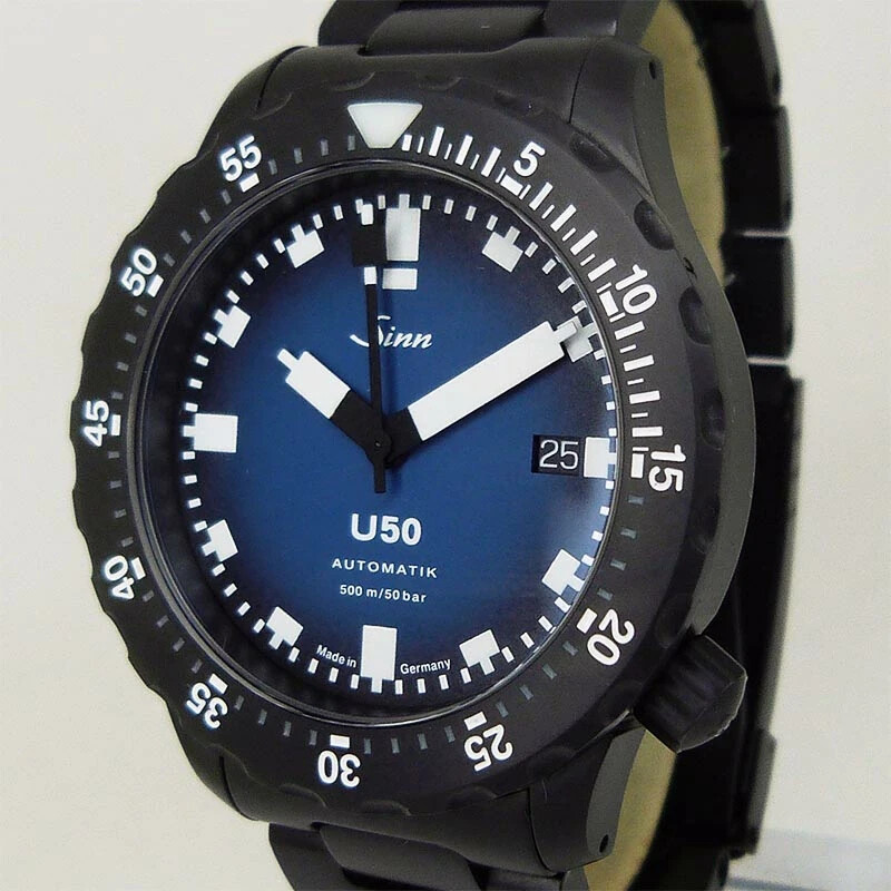 Sinn U50 S BS Limited Edition (only 500) Tegimented on Bracelet Blue/Black Dial