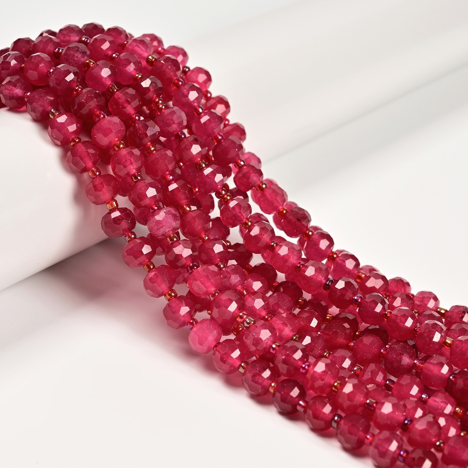 Fuchsia Color Dyed Jade Faceted Rondelle Beads Size 6x8mm 15.5” Strand