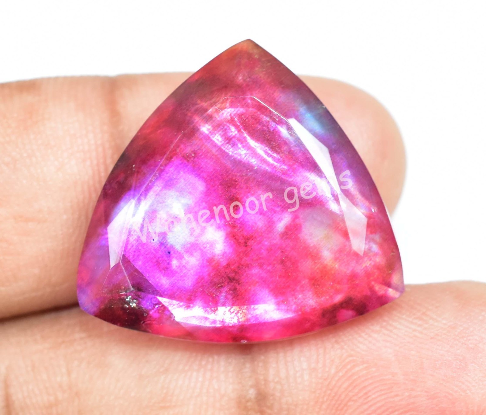 26.75 Ct Natural Ammolite Trillion Opal-Like Organic Doublet Rare Gemstone