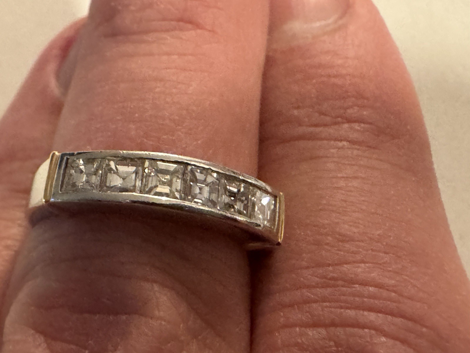 Platinum 1.05CTW Asscher Cut 100% Natural Bright Diamond Ring