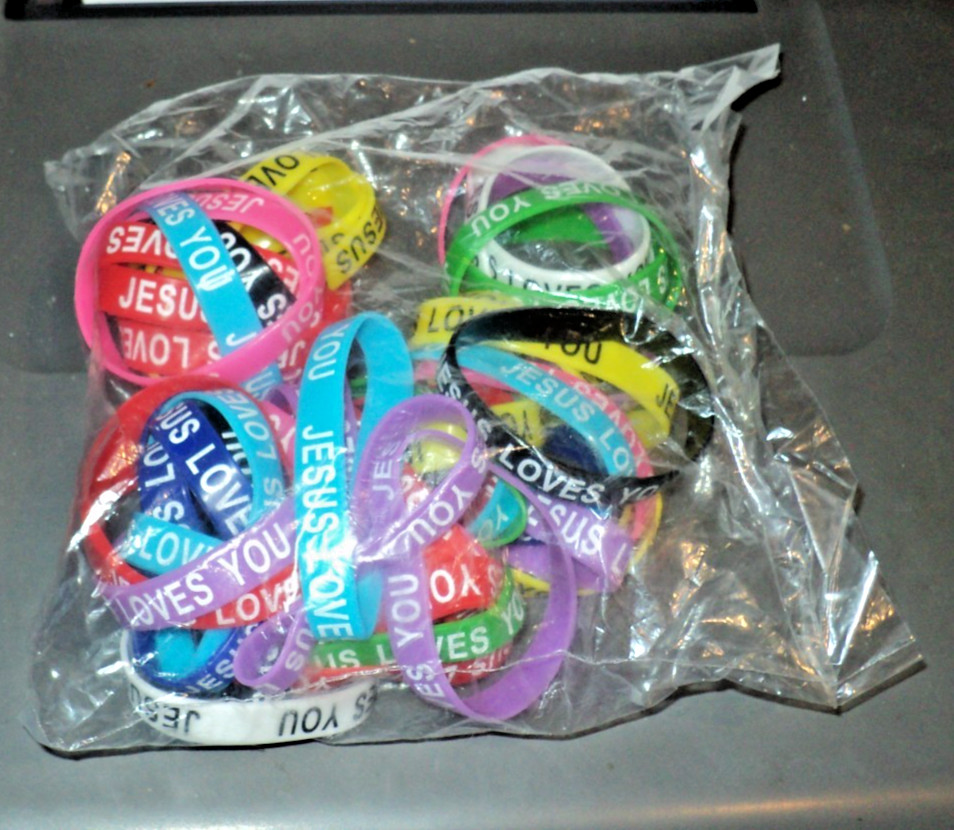 JESUS LOVES YOU Silicone Bracelets: BRAND NEW SEALED: Wristbands for All Ages